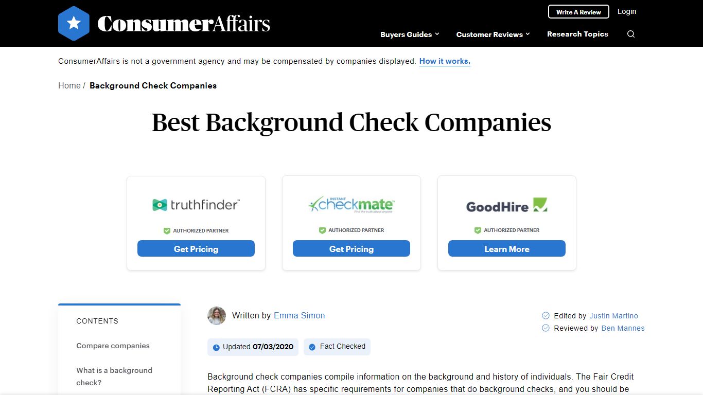 Best Background Check Companies of 2022 | ConsumerAffairs